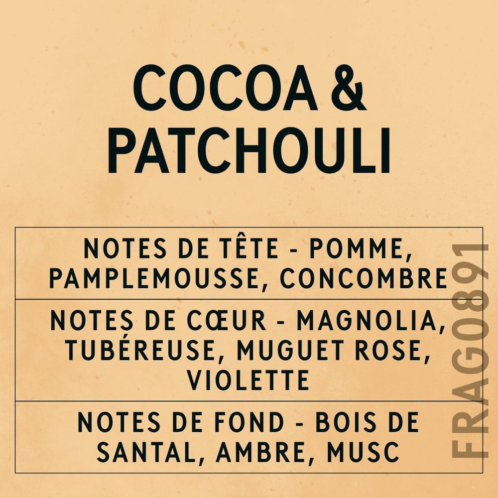 Cocoa & Patchouli Fragrance Oil scent card (French)