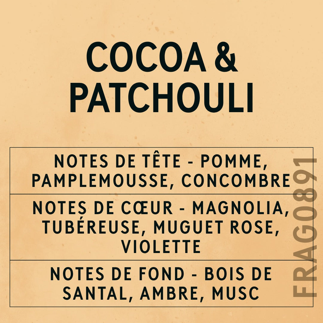 Cocoa & Patchouli Fragrance Oil scent card (French)