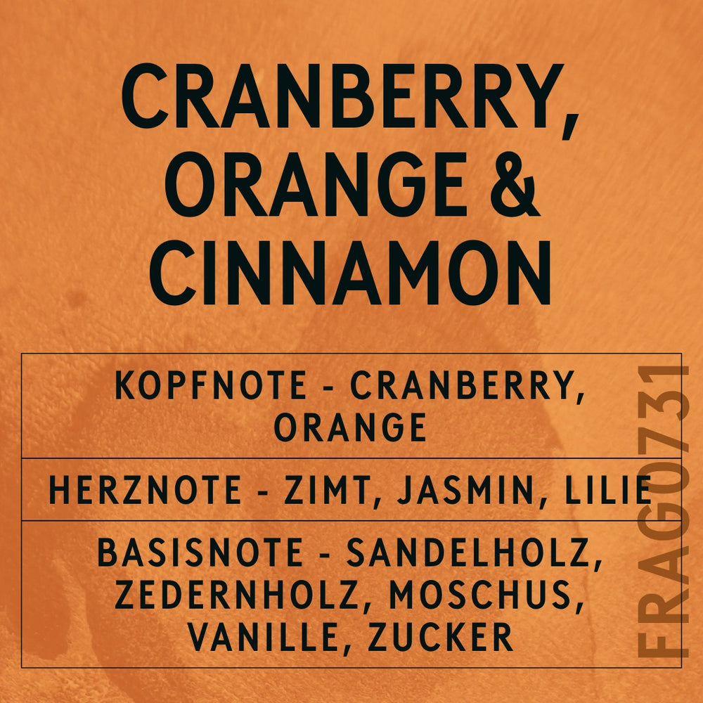 Cranberry, Orange and Cinnamon Fragrance Oil scent card (German)