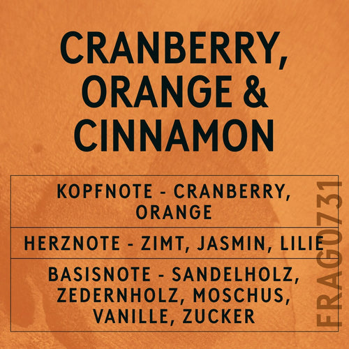 Cranberry, Orange and Cinnamon Fragrance Oil scent card (German)