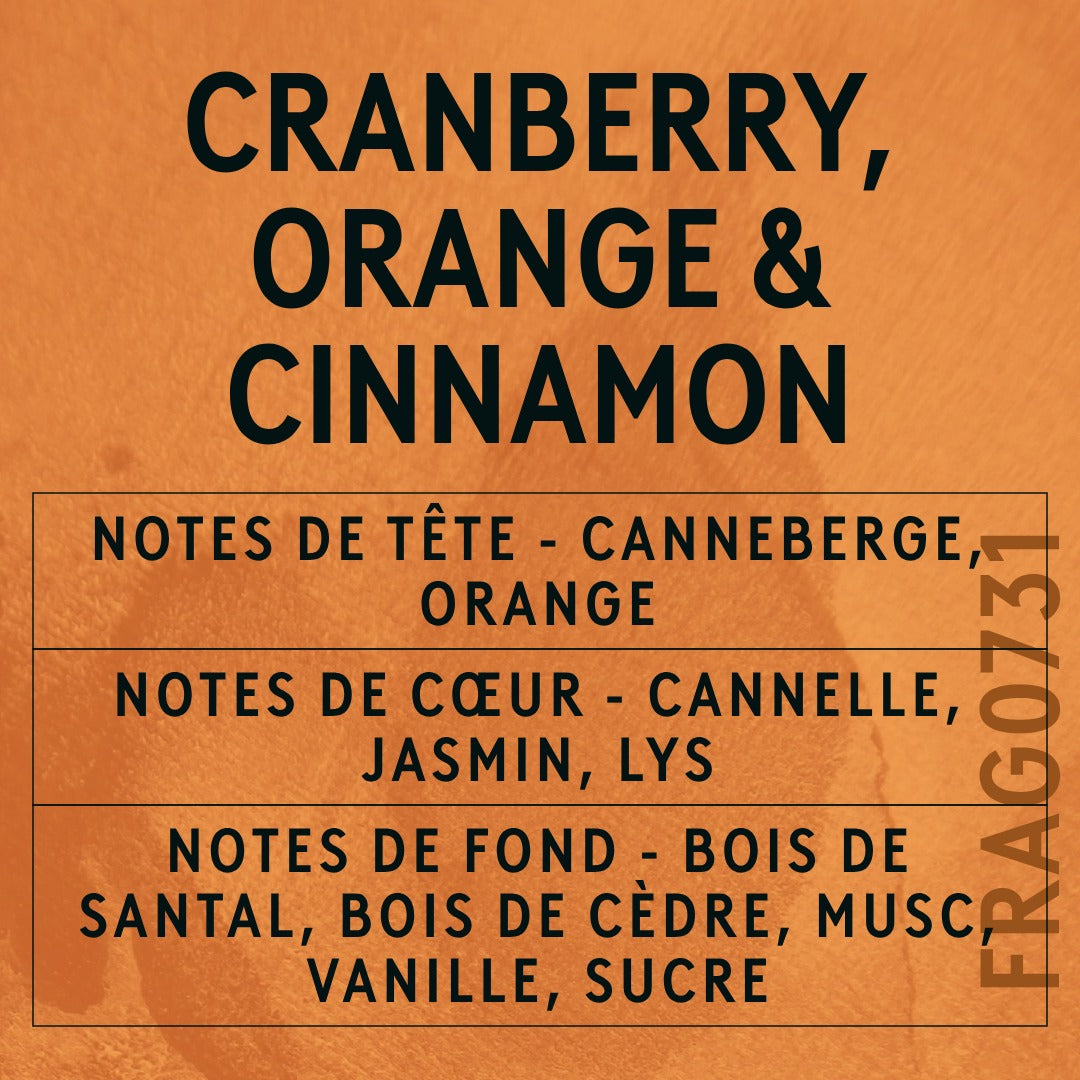 Cranberry, Orange and Cinnamon Fragrance Oil scent card (French)