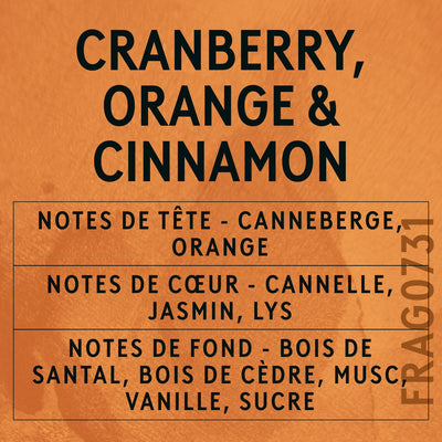 Cranberry, Orange and Cinnamon Fragrance Oil scent card (French)