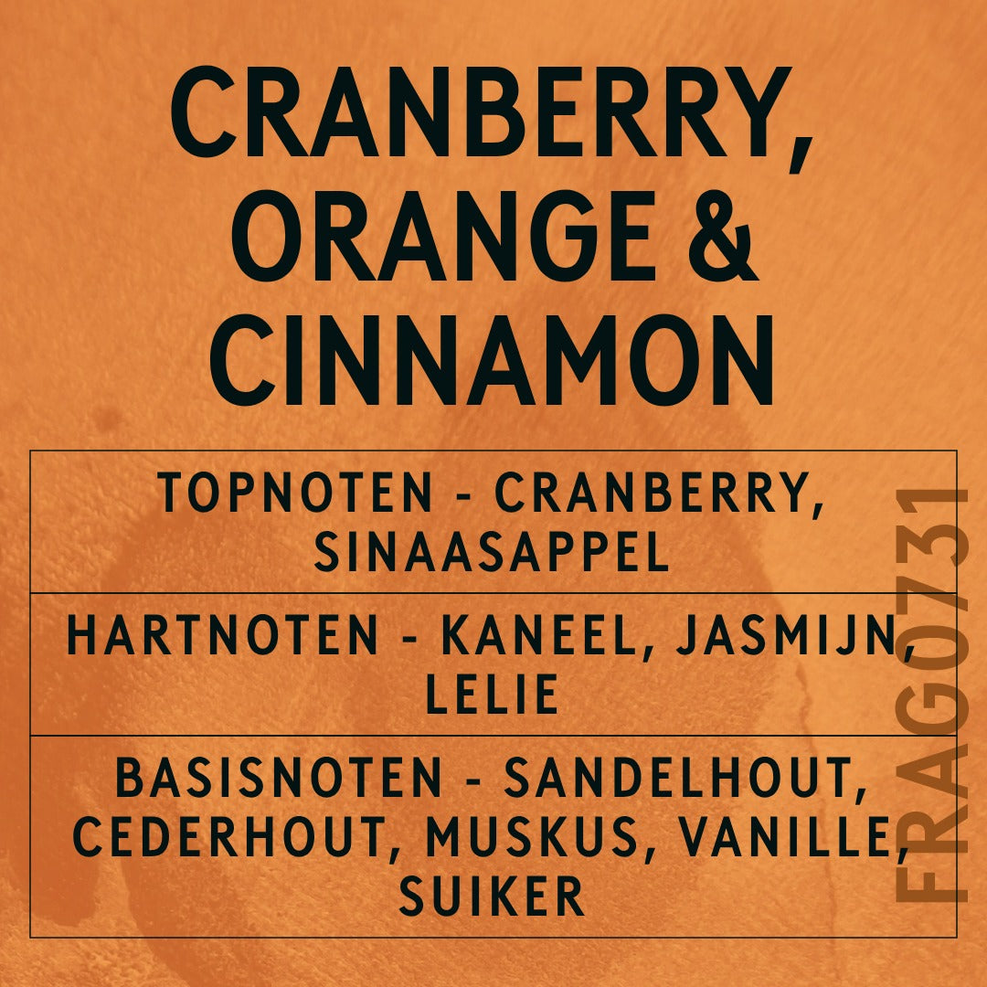Cranberry, Orange and Cinnamon Fragrance Oil scent card (Dutch)