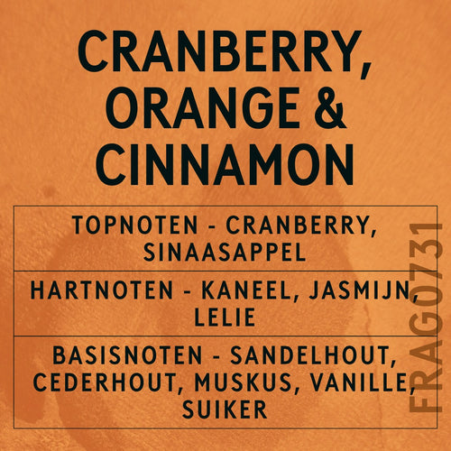Cranberry, Orange and Cinnamon Fragrance Oil scent card (Dutch)