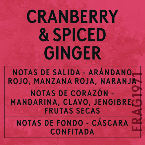 Cranberry & Spiced Ginger Fragrance Oil scent card (Spanish)