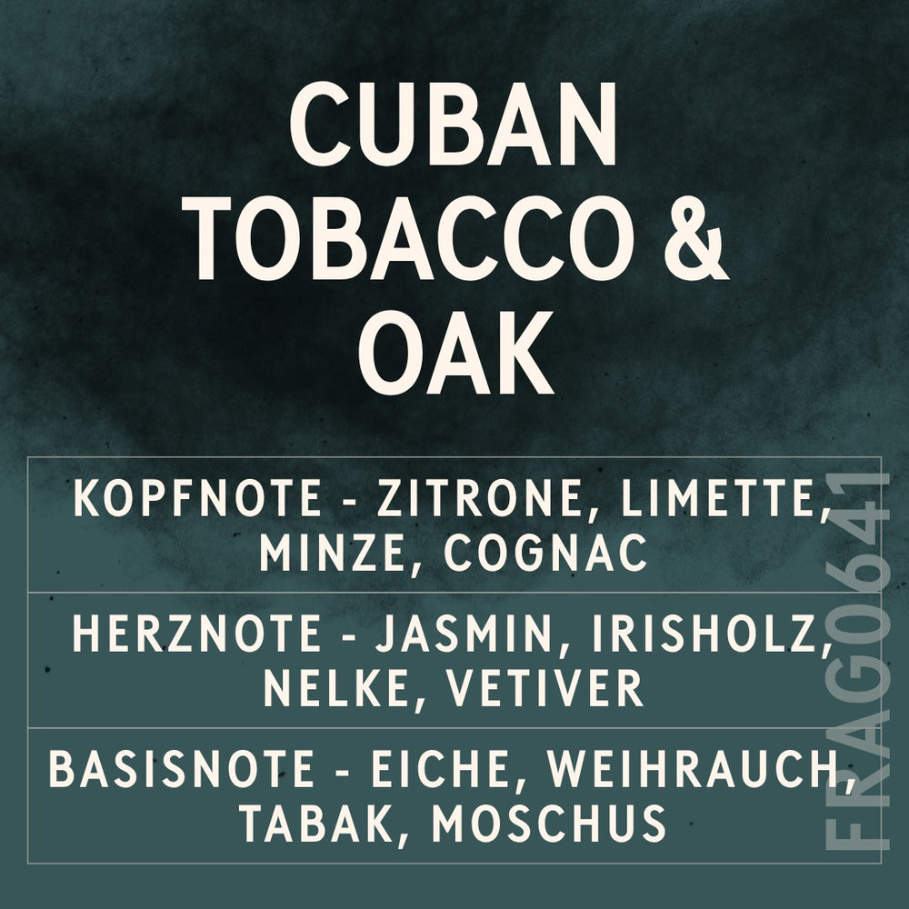 Cuban Tobacco & Oak Fragrance Oil scent card (German)