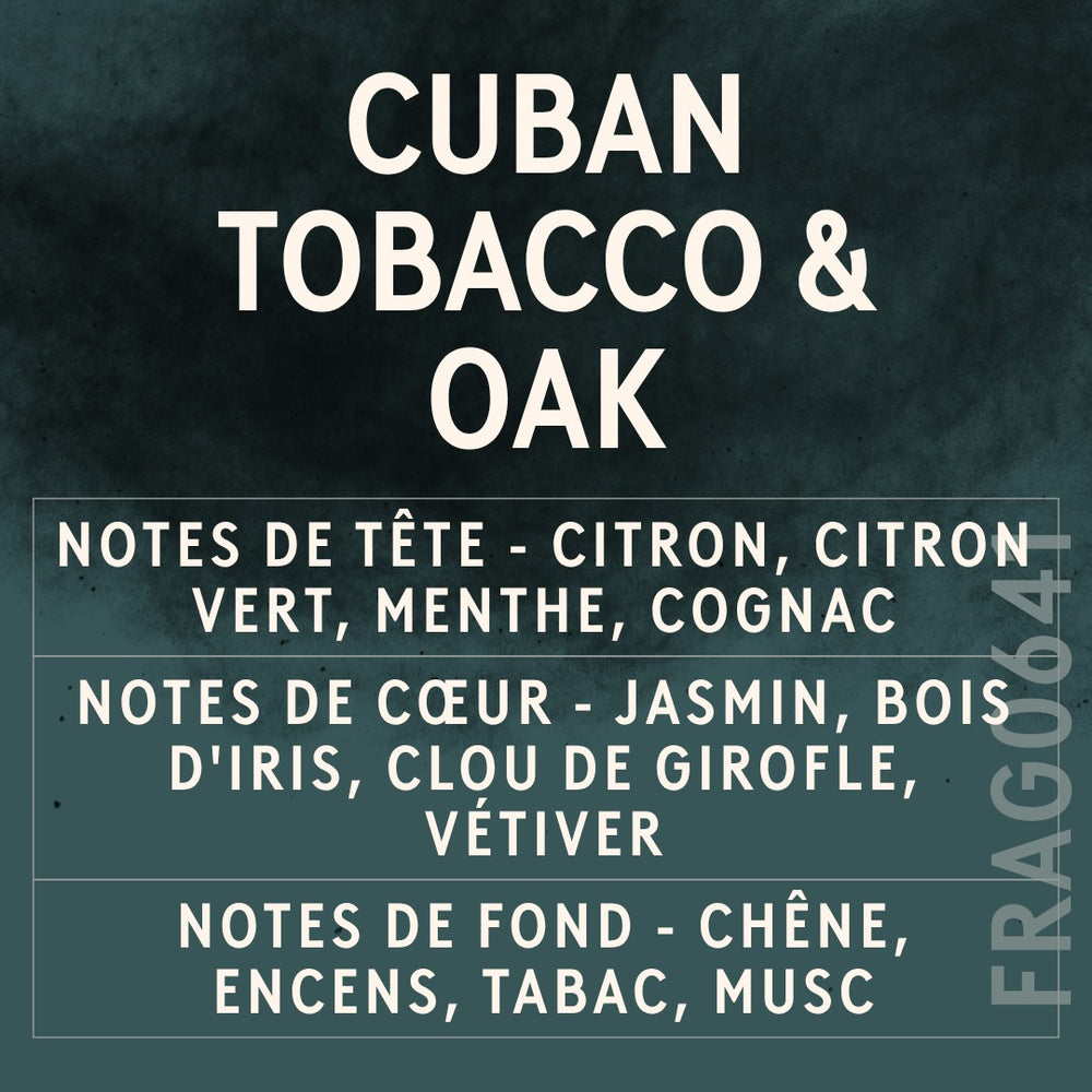 Cuban Tobacco & Oak Fragrance Oil scent card (French)