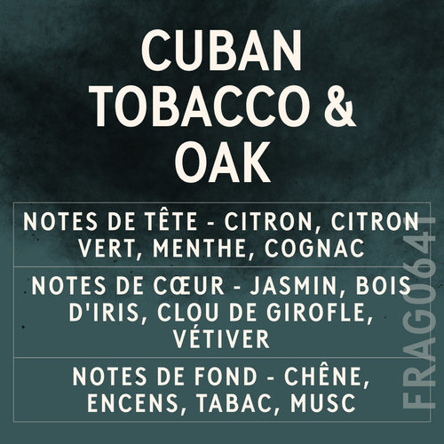 Cuban Tobacco & Oak Fragrance Oil scent card (French)