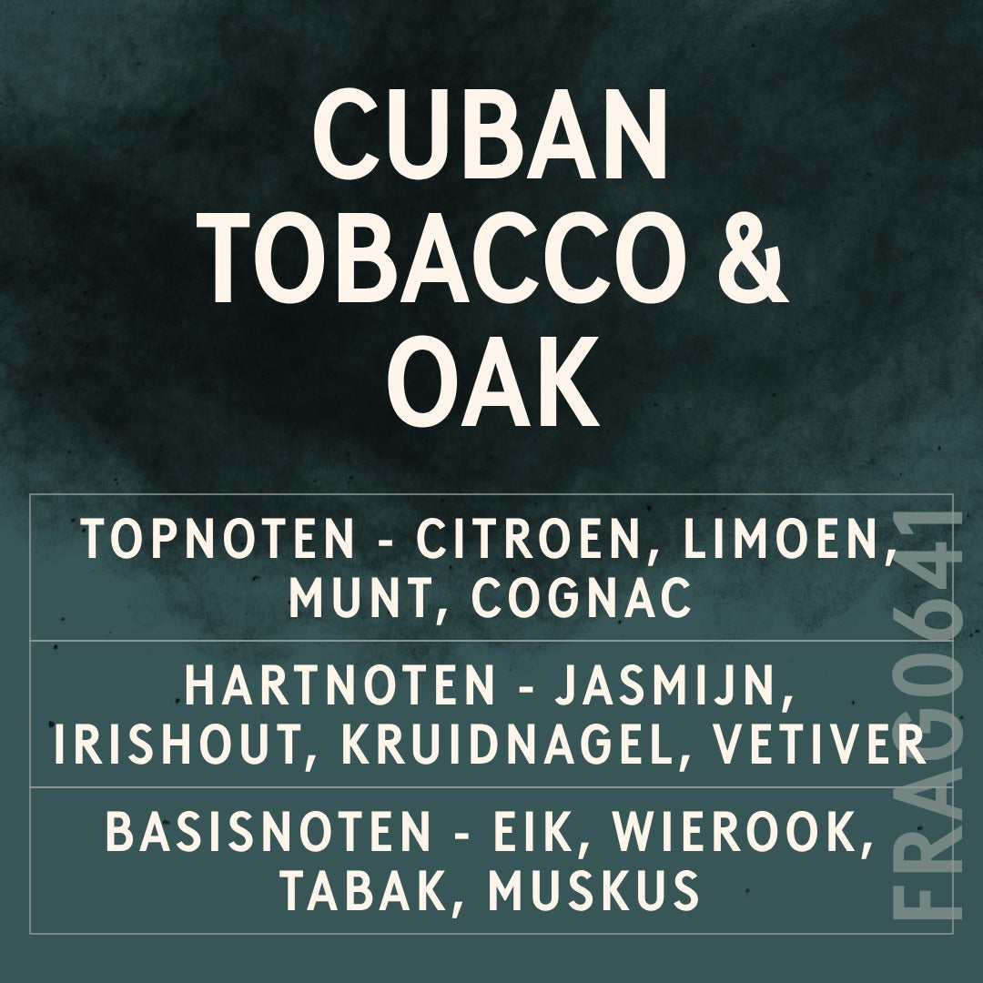 Cuban Tobacco & Oak Fragrance Oil scent card (Dutch)