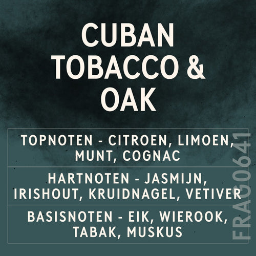 Cuban Tobacco & Oak Fragrance Oil scent card (Dutch)