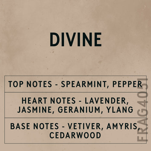 Divine Natural Oil scent card (English)