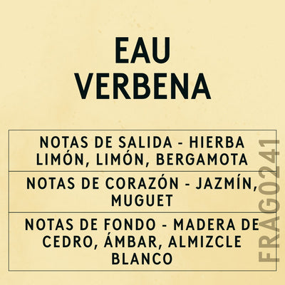 Eau Verbena Fragrance Oil scent card (Spanish)