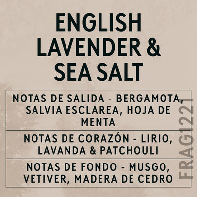 English Lavender & Dead Sea Minerals scent card (Spanish)
