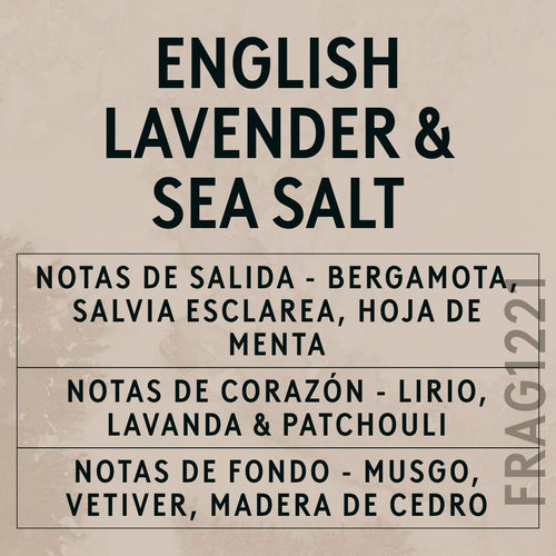 English Lavender & Dead Sea Minerals scent card (Spanish)