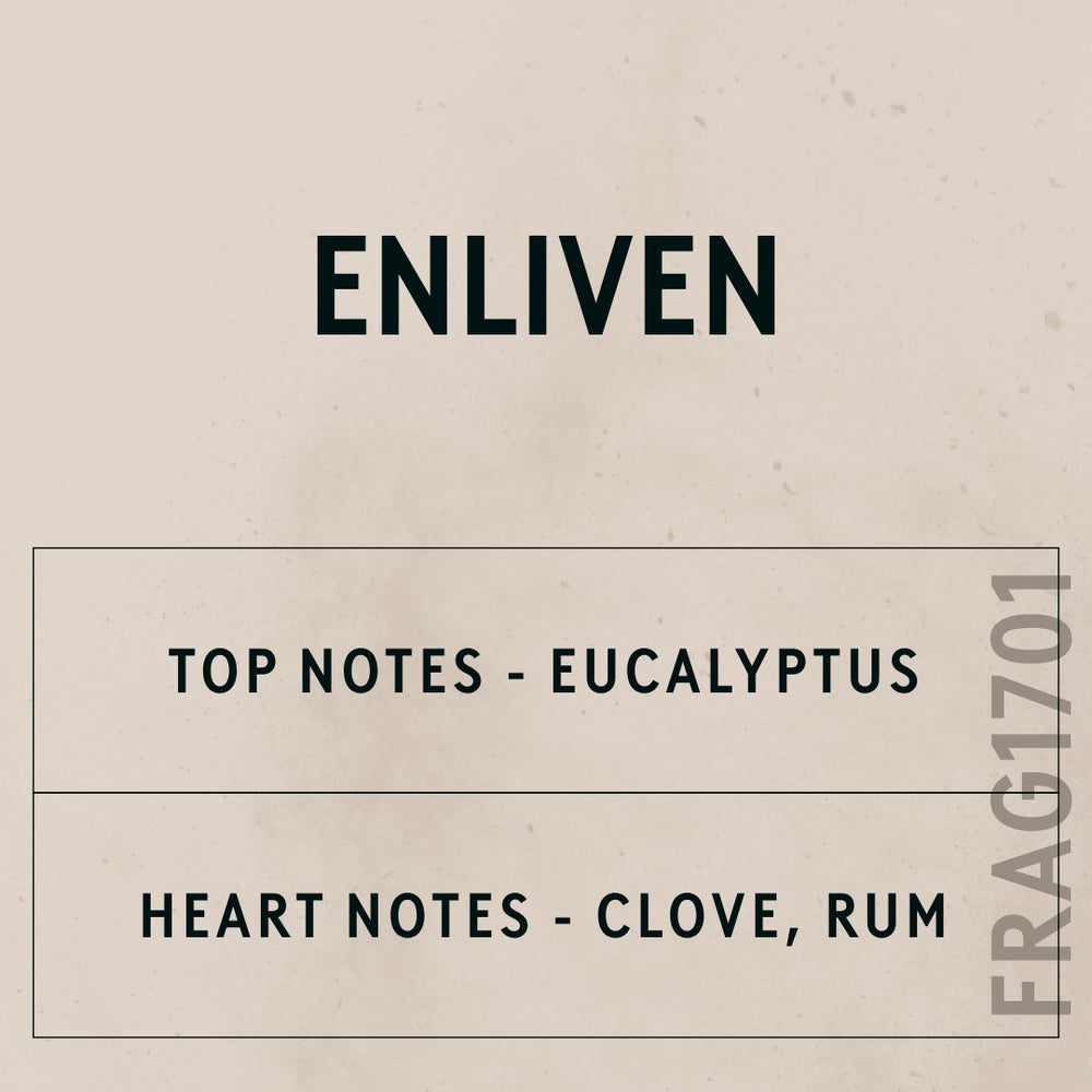Enliven Natural Oil fragrance oil - Candle Shack aluminium bottle with dried botanicals on a dark slate background