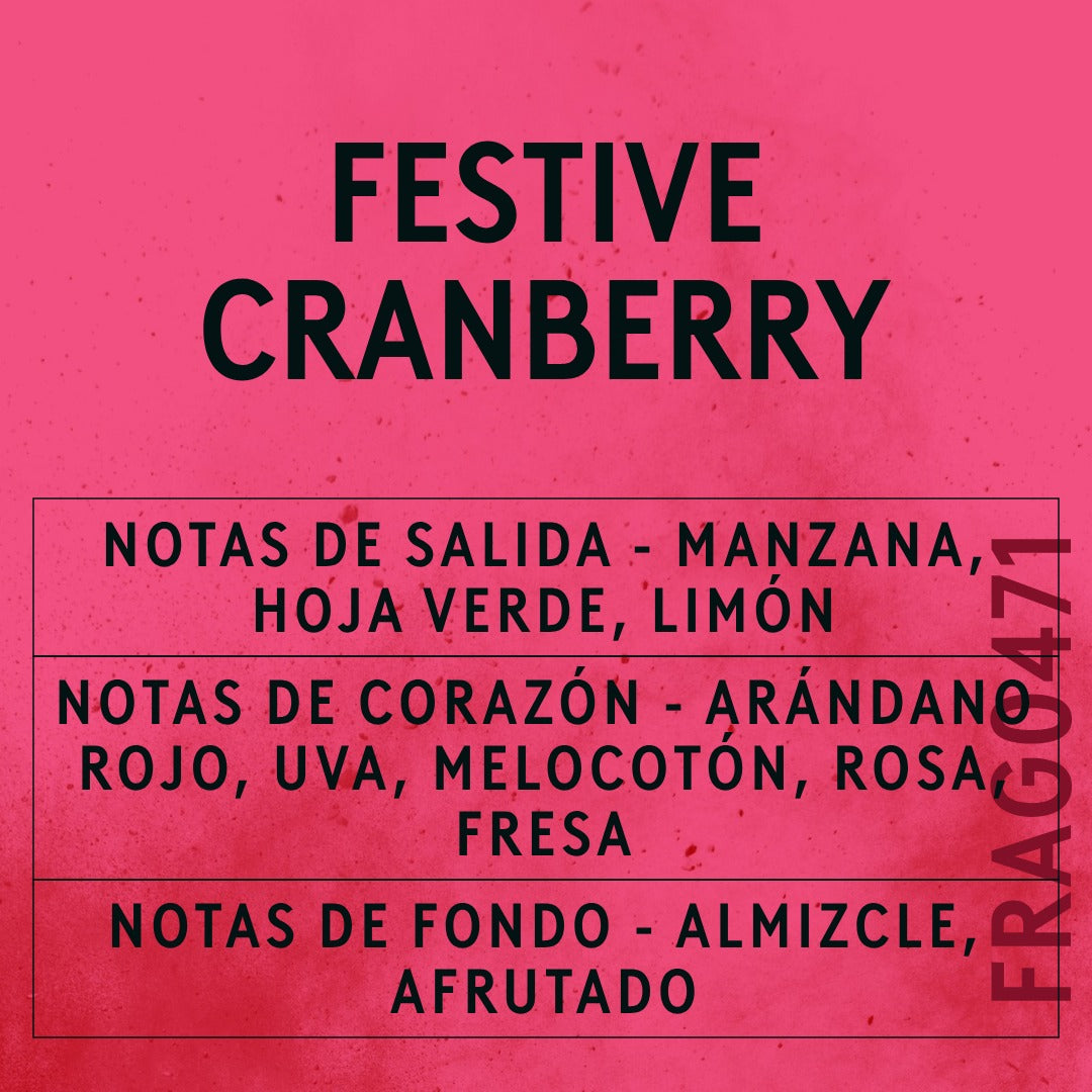 Festive Cranberry Fragrance Oil scent card (Spanish)