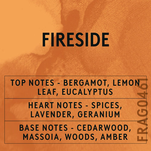 Fireside fragrance oil - Candle Shack aluminium bottle with dried botanicals on a dark slate background
