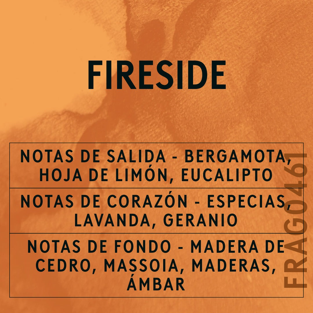 Fireside Fragrance Oil scent card (Spanish)