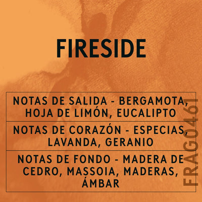 Fireside Fragrance Oil scent card (Spanish)