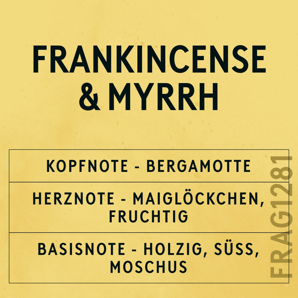 Frankincense & Myrrh Fragrance Oil scent card (German)