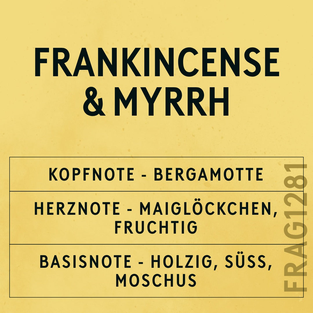 Frankincense & Myrrh Fragrance Oil scent card (German)
