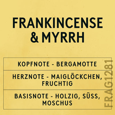 Frankincense & Myrrh Fragrance Oil scent card (German)