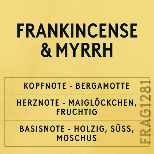 Frankincense & Myrrh Fragrance Oil scent card (German)