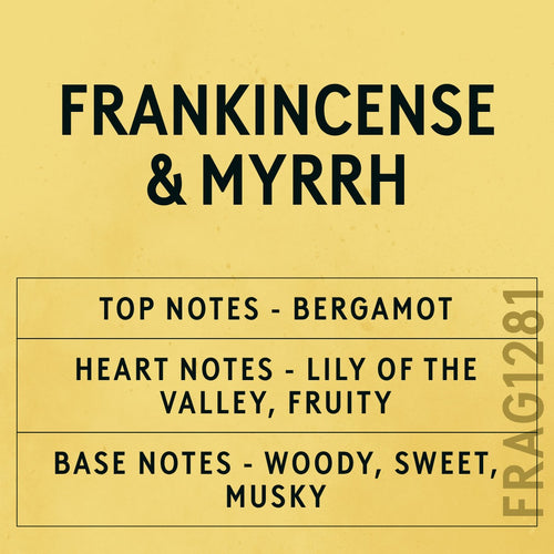 Frankincense & Myrrh Fragrance Oil scent card (English)