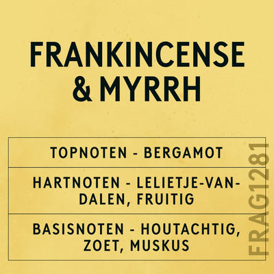 Frankincense & Myrrh Fragrance Oil scent card (Dutch)