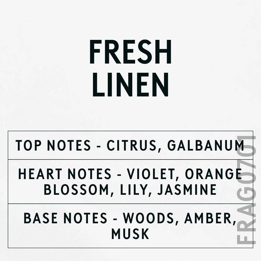Fresh Linen Fragrance Oil scent card (English)