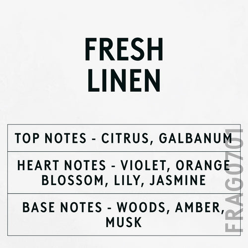 Fresh Linen Fragrance Oil scent card (English)