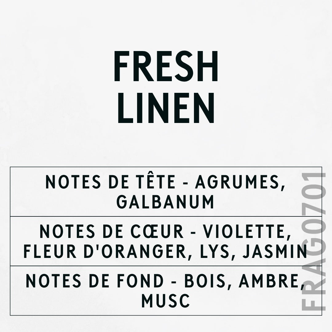 Fresh Linen Fragrance Oil scent card (French)