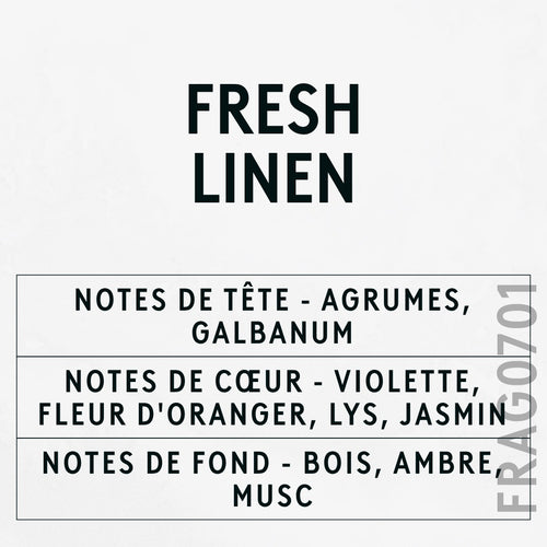 Fresh Linen Fragrance Oil scent card (French)