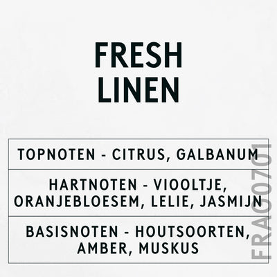 Fresh Linen Fragrance Oil scent card (Dutch)