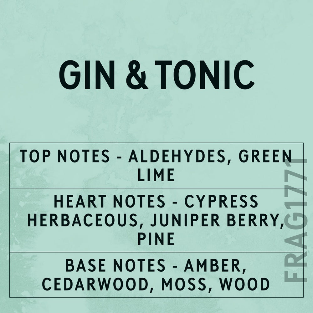 Gin And Tonic fragrance oil - Candle Shack aluminium bottle with dried botanicals on a dark slate background