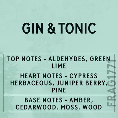 Gin And Tonic fragrance oil - Candle Shack aluminium bottle with dried botanicals on a dark slate background