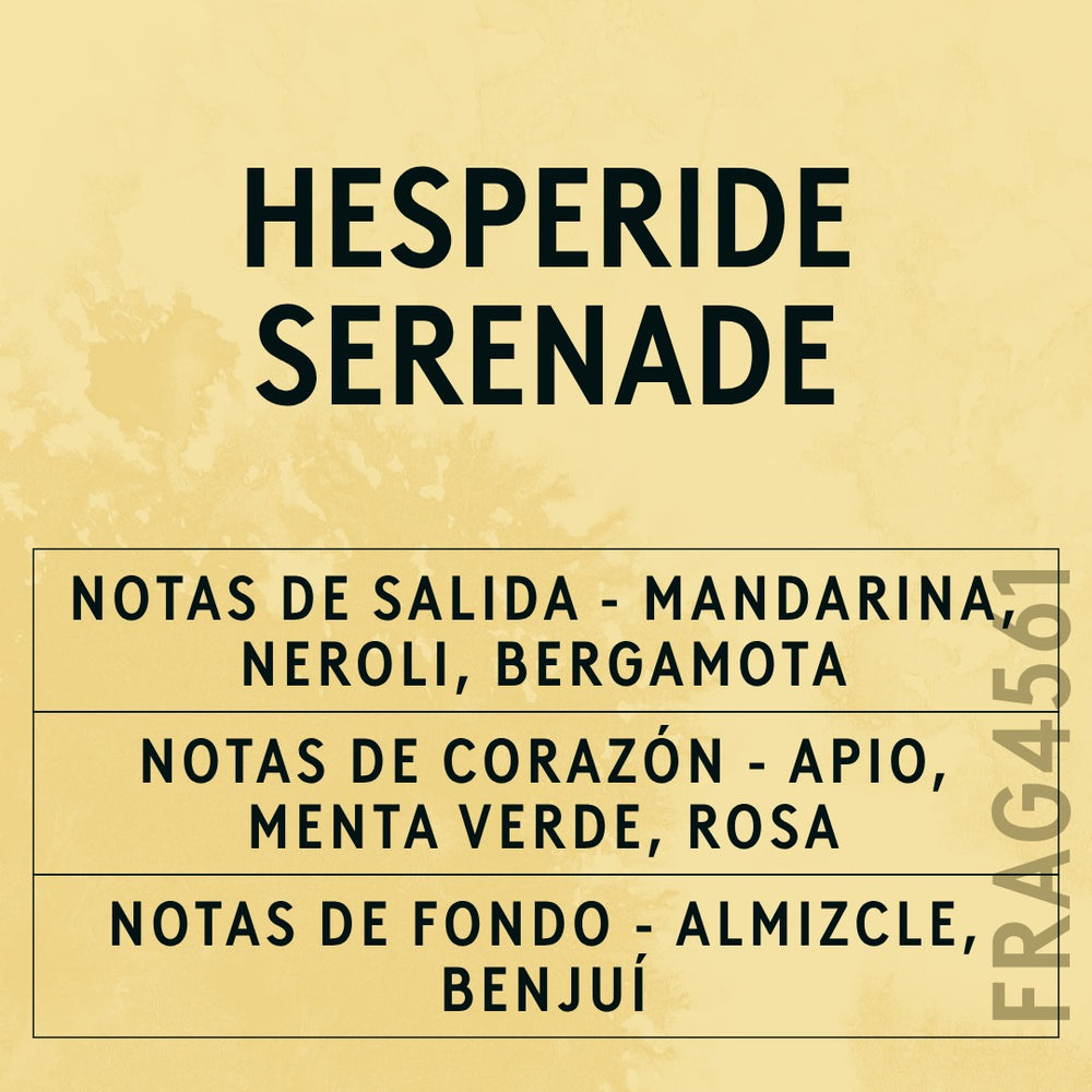 Hesperide Serenade Fragrance Oil scent card (Spanish)