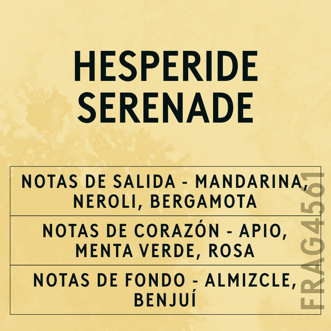 Hesperide Serenade Fragrance Oil scent card (Spanish)