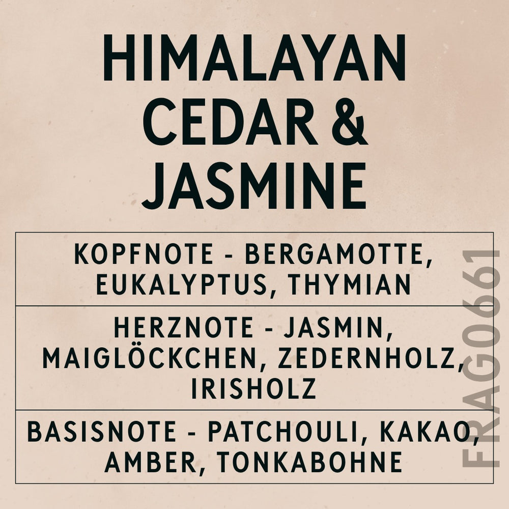 Himalayan Cedar & Jasmine Fragrance Oil scent card (German)