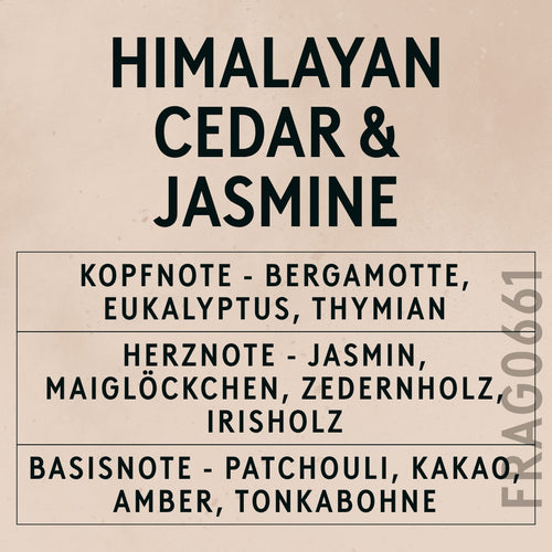 Himalayan Cedar & Jasmine Fragrance Oil scent card (German)