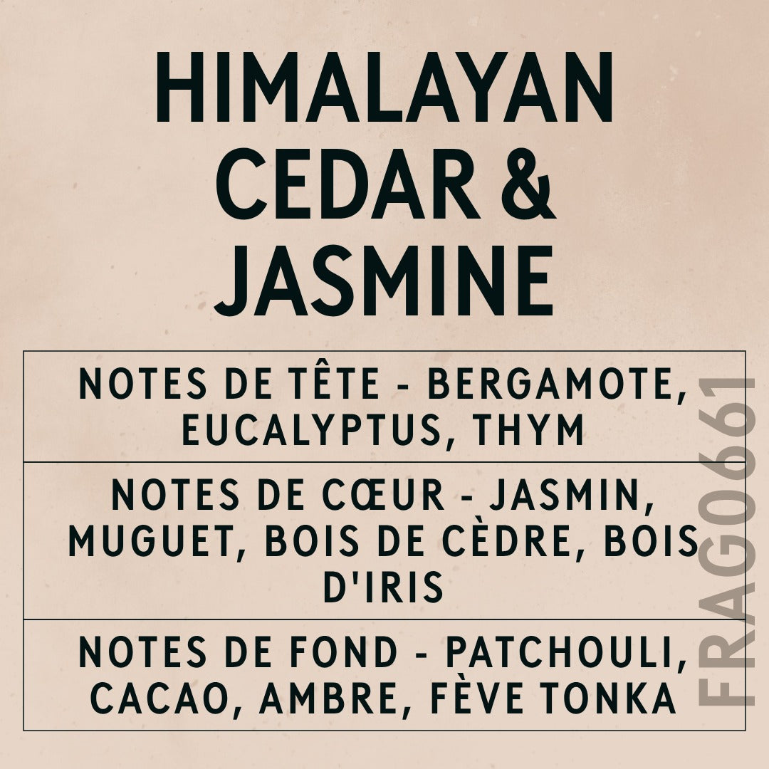 Himalayan Cedar & Jasmine Fragrance Oil scent card (French)
