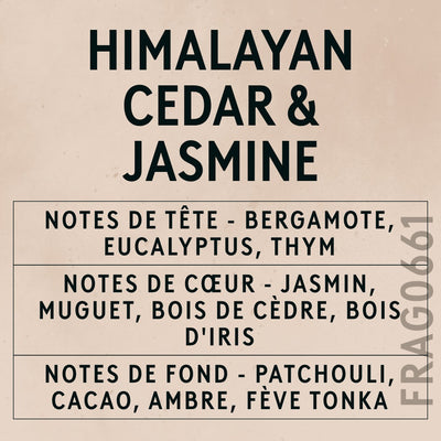 Himalayan Cedar & Jasmine Fragrance Oil scent card (French)
