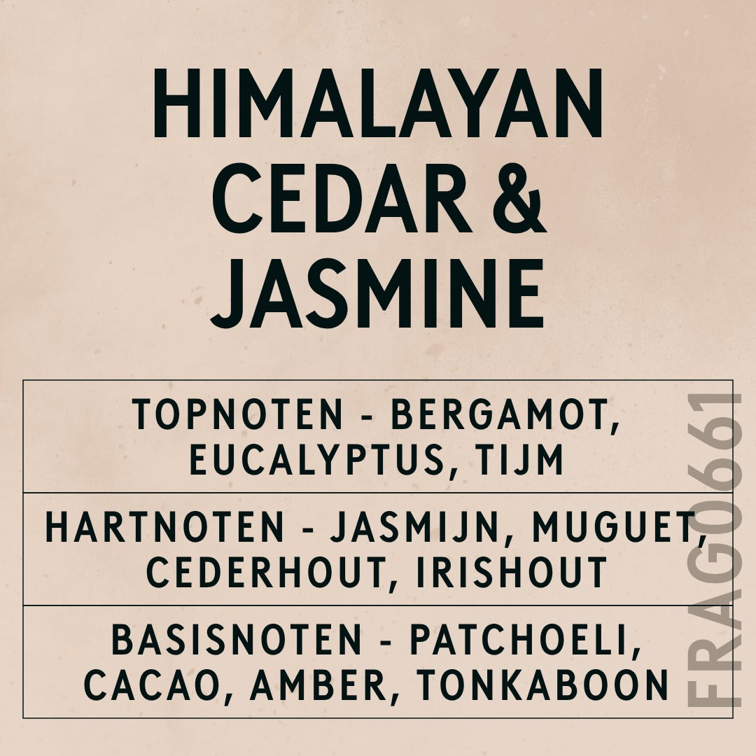 Himalayan Cedar & Jasmine Fragrance Oil scent card (Dutch)