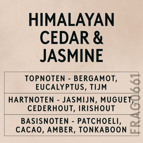 Himalayan Cedar & Jasmine Fragrance Oil scent card (Dutch)