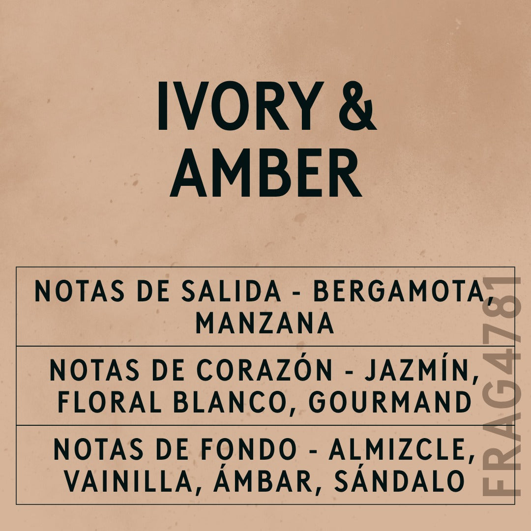 Ivory & Amber Fragrance Oil scent card (Spanish)