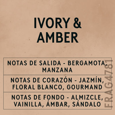 Ivory & Amber Fragrance Oil scent card (Spanish)
