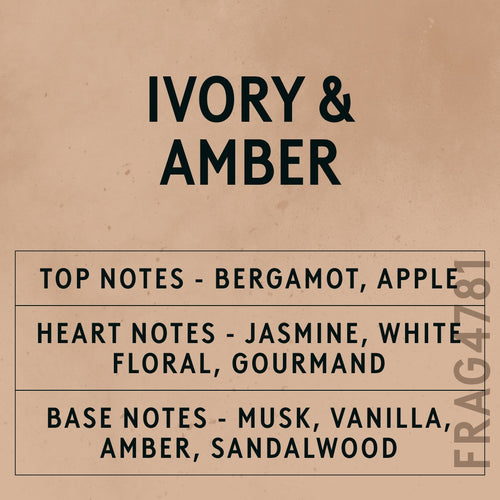 Ivory & Amber fragrance oil - Candle Shack aluminium bottle with dried botanicals on a dark slate background