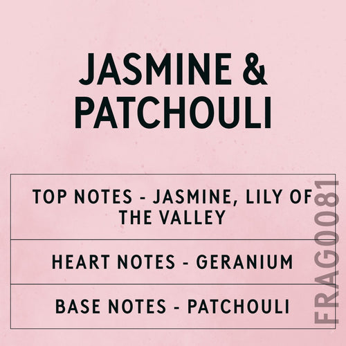 Jasmine & Patchouli fragrance oil - Candle Shack aluminium bottle with dried botanicals on a dark slate background