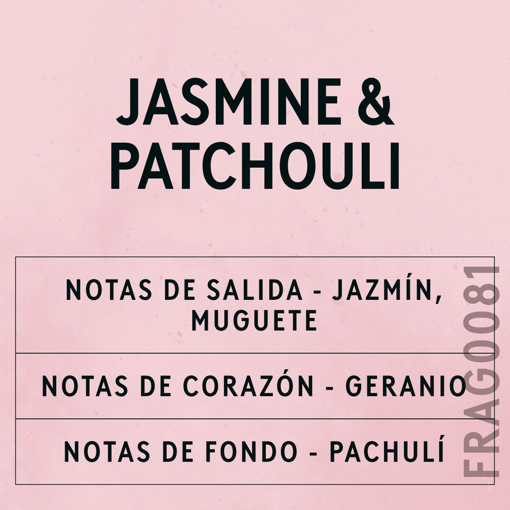 Jasmine & Patchouli Fragrance Oil scent card (Spanish)