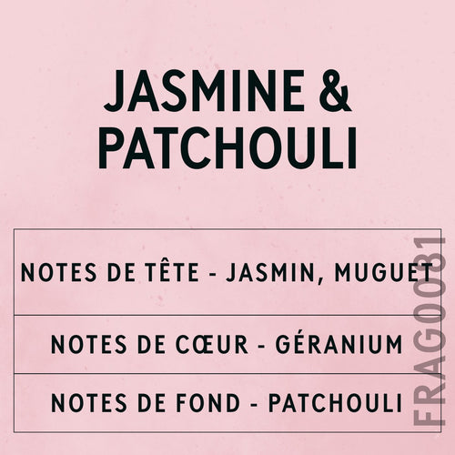 Jasmine & Patchouli Fragrance Oil scent card (French)